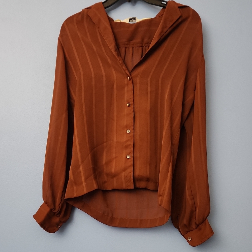 Vintage Striped Sheer Collar Blouse